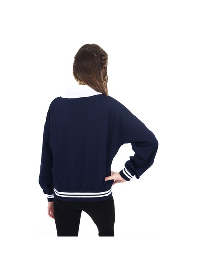 Toontoy Kız Çocuk Relax Fit Polo Yaka Düşük Omuz Baskılı Okul Sweatshirt - Garnili & 2 İplik Lacivert Toontoy Kız Çocuk Relax Fit Polo Yaka Düşük Omuz Baskılı Okul Sweatshirt - Garnili & 2 İplik Lacivert