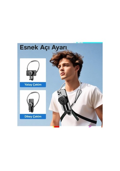 Kolay Taşınır Eller Serbest Telefon Tutucu Boyuna Asılabilen Manyetik Tutucu Jx058 Gri