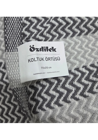 Özdilek 2 Adet Pamuklu Oturma Yerini Örten Zigzag Koltuk Örtüsü 80x210 - Antrasit