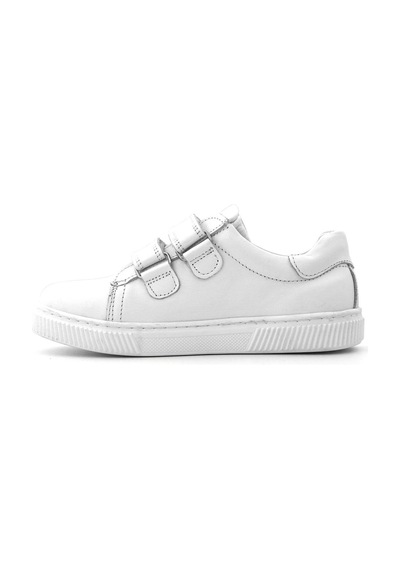 Hakiki Deri Beyaz Cırt Cırtlı Kız Çocuk Sneakers Ayakkabı Beyaz