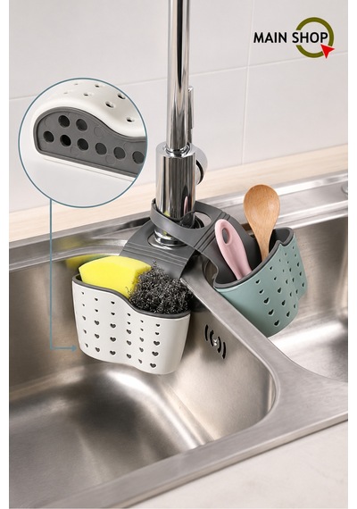 Mainshop 1 Adet Modern Silikon Askılı Mutfak Sepeti, Kayışlı Lavabo Süngerlik, Mutfak Ve Banyo M-1889 Çok Renkli