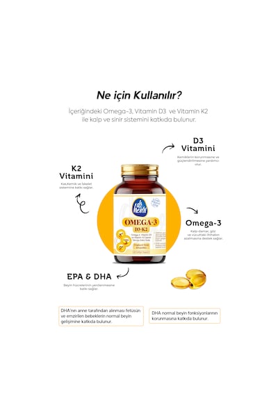 Dr. Henri Omega3 D3K2 EPA & DHA Takviye Edici Gıda 60 Kapsül