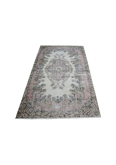 Zehra Abla Halı Vintage 4m2 Eskitme El Dokuma Nadir Güllü Çiçekli Yün Halı 7442 Çok Renkli