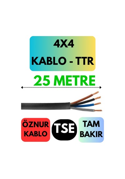 Öznur 4x4 Ttr Kablo Metre Seçenekli Siyah - 25 Metre