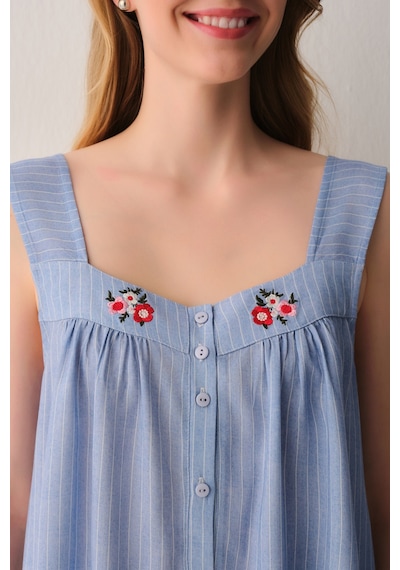 Suwen Almira Gömlek Yaka Pijama Takımı Sh26540660b1196 Mavi
