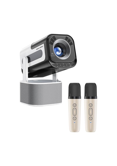 Vd-pjt004 Android 14 Akıllı Projeksiyon Cihazı, 4k Destekli 720p Hd, 180 Ansı, 180 Döner Stand, Karaoke, 2 Kablosuz Mikrofon, Dahili Hoparlör, Wifi 5g, Bluetooth 5.0, Hdmı, Usb, Mini Projektör