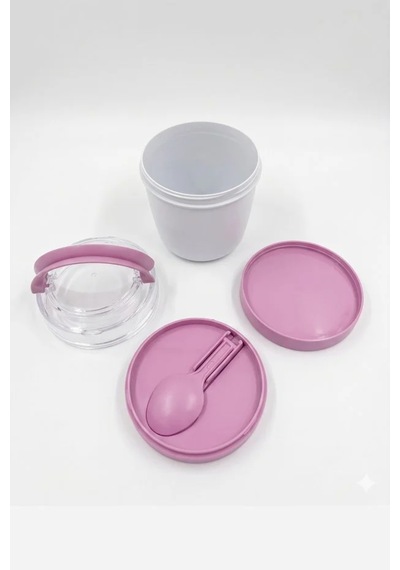 Emilahome Mıxme Muesli Cup 650 Ml Beslenme Kabı &yoğurt Kabı & Mama Kabı Pembe - 873535709 Pembe