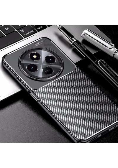 Xiaomi Redmi 14c Kılıf Kamera Çıkıntılı Karbon Desenli Silikon