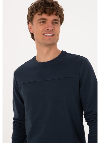 U.S. Polo Assn. Erkek Bisiklet Yaka Regular Fit Açık Lacivert İnce Sweatshirt 50315455-VR059