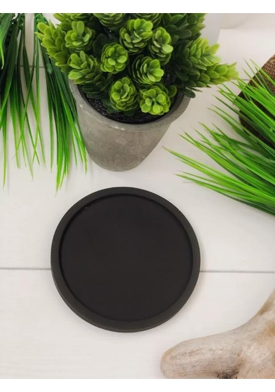 Minimalist Ve Şık Beton Siyah Yuvarlak Tepsi 26 Cm