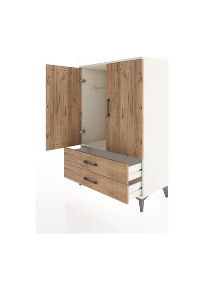 Hyperion Dolap Tek Raflı 2 Çekmeceli Tek Askılı 88x44x134 Aytaşı-çam Aytası