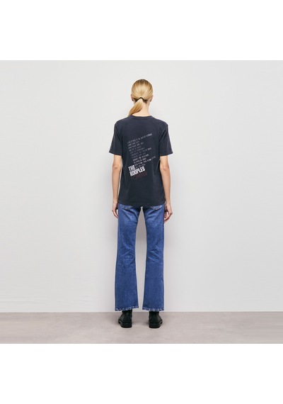 The Kooples Printed Cotton Kadın Siyah T-shirt