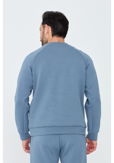 White Stone Mavi Pamuklu Erkek Basic Sweatshirt Blue