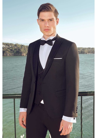 Morven Erkek Siyah Poliviskon Ceramonia Düz Desen Slim Fit Sivri Çıkma Yaka Damatlık Siyah Morven Erkek Siyah Poliviskon Ceramonia Düz Desen Slim Fit Sivri Çıkma Yaka Damatlık Siyah