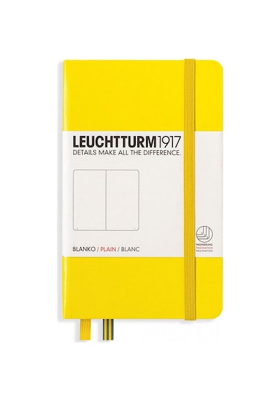 Leuchtturm1917 Not Defteri Cep Boy A6 , Sert Kapak, 187 Numaralandırılmış Sayfa, Düz, Limon Sarı