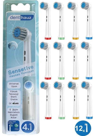 Sensetive - Ekstra Yumuşak Oral B Şarjlı Diş Fırçası Yedek Başlığı - 12 Adet Yedek Başlık