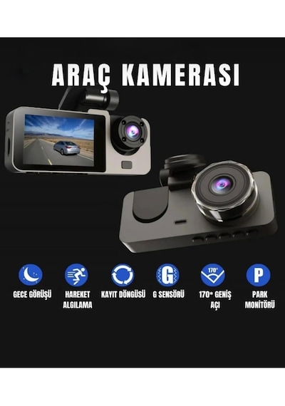 Elmalı Store Üç Kameralı Wi Fi Araç İçi Kamera Güvenlik Çözümü - Araç İç Ve Dış Kayıt