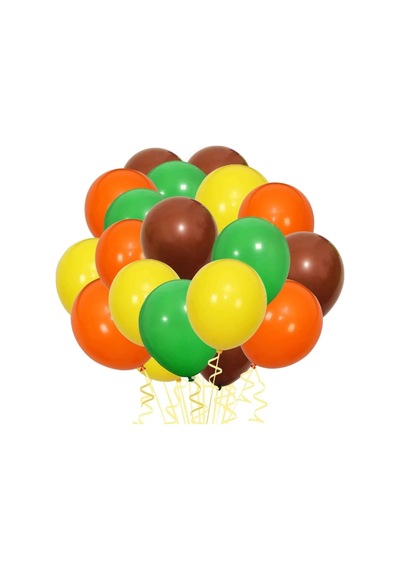 10 Adet Safari Orman Temalı Metalik Balon Sarı-turuncu-kahverengi-yeşil