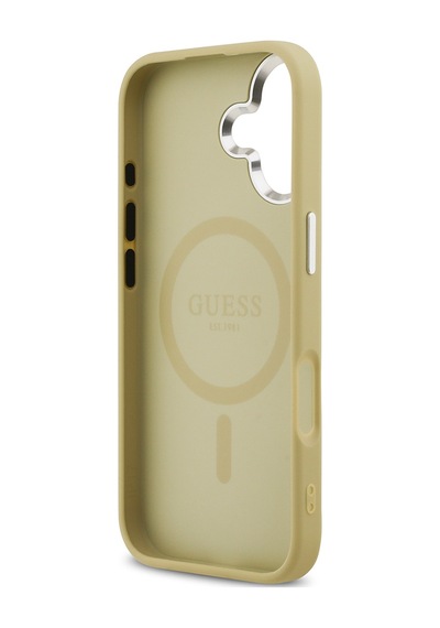 Apple Uyumlu iPhone 17  Kılıf Guess Lisanslı M-safeli Metal Kamera Çerçeveli Üçgen Logolu Glitter Gold Gold
