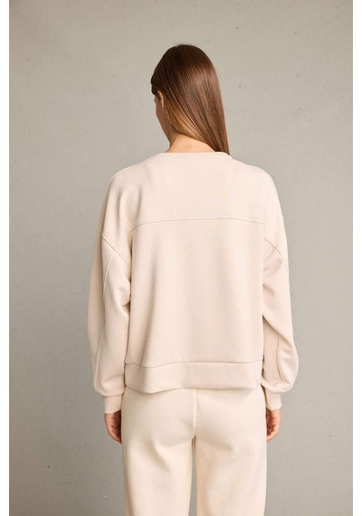 Defacto Bisiklet Yaka Modal Sweatshirt G2913ax25auer120 Ekru