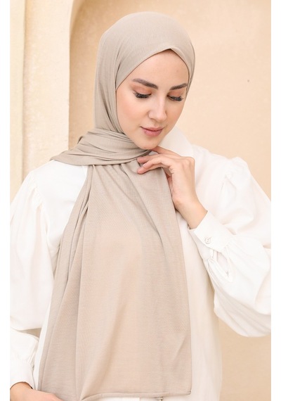 Penye Şal Tesettür Giyim, %100 Pamuk, Hafif, Rahat, Şık, Yüksek Kalite, Shawl, Scarf, Hijab, Shawl Bej