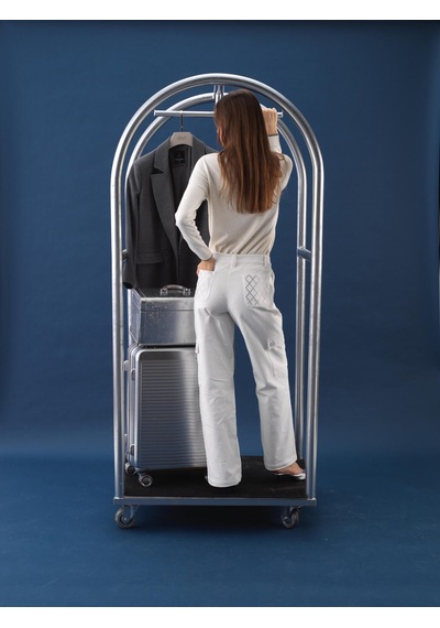 Xint Beyaz Lüks Dokulu Soft Kadife Oversize Pantolon 201245