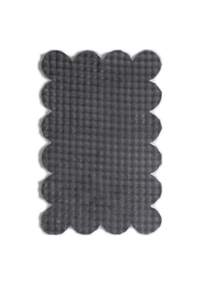 Raschel Carpet Lazer Kesim Koyu Gri Yumuşak Bubble Kaymaz Özel Taban Peluş Halı Yolluk Koyu Gri