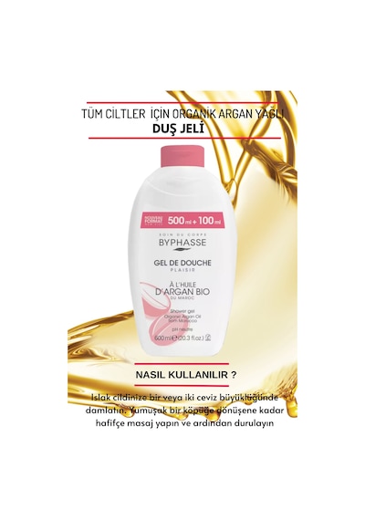 Byphasse Plaisir Organik Argan Yağı Duş Jeli 600 ML