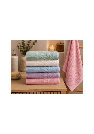 Gonca Renkli Havlu 50x90 Cm 6'lı Set %100 Pamuk - Çok Renkli