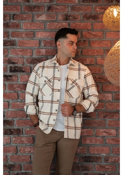 Oversize Ekoseli Çift Cep Erkek Oduncu Gömlek 001 Oversize Ekoseli Çift Cep Erkek Oduncu Gömlek 001