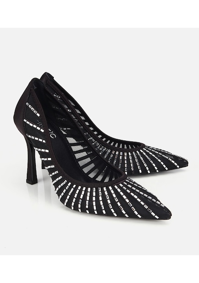 Hotiç Kadın Siyah Tül Detaylı Taşlı Stiletto 01ayh320740a100 01ayh320740a100