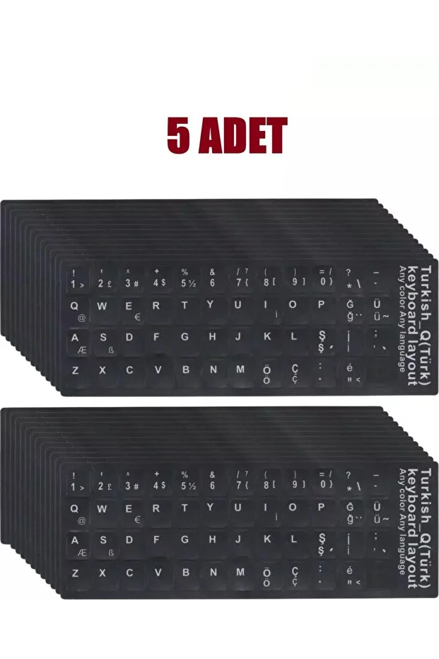 5 Adet Türkçe Q Klavye Sticker Notebook Pc Uyumlu Klavye Etiketi Silinmez Yapışkanlı Türkçe Harfler 1