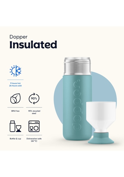 Dopper Insulated Yalıtımlı Termos Şişe 580 Ml - Okyanus Mavisi Turkuaz / Beyaz
