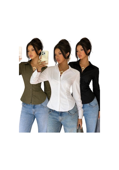 Cool Tarz Kadın Exclusive Slim Fit Gömlek Lüks Minimal Şık Ve Sofistike Görünüm Beyaz - Siyah - Haki Beyaz - Siyah - Haki Cool Tarz Kadın Exclusive Slim Fit Gömlek Lüks Minimal Şık Ve Sofistike Görünüm Beyaz - Siyah - Haki Beyaz - Siyah - Haki