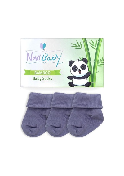 Novibaby 3'lü Bambu Yenidoğan Bebek Çorabı I Cloud I 0-6 ay "Karışık Renkli"