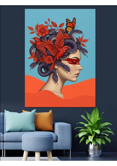 Ahşap Tablo Medusa Çizimi