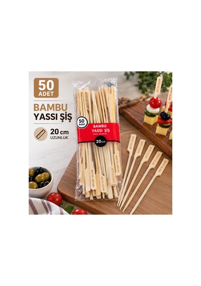 Yassı Çöp Şiş 20 Cm 50 Adet Bambu Şiş - 920925070