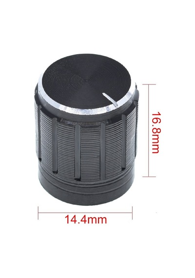 Alüminyum Pot Başlığı 6mm Tırtıklı Mil  6mm Siyah Metal Potansiyo