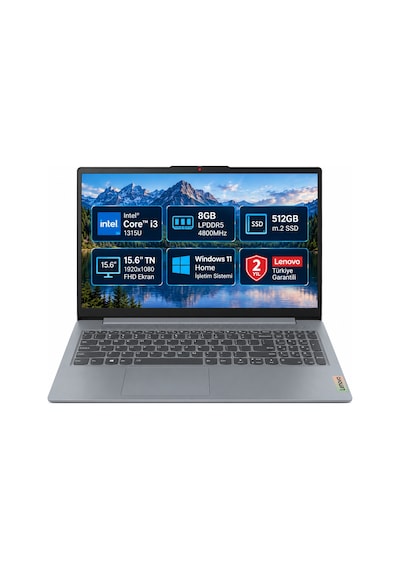 Lenovo Ideapad Slim 3 15IRU8 82X700G1TX i3-1315U 8 GB 512 GB SSD 15.6" W11H FHD Dizüstü Bilgisayar