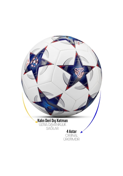 Telvesse Futbol Topu Şampiyonlar Ligi Pompalı Sert Zemin Halı Saha Futbol Topu No:5 Mavi 034 Mavi