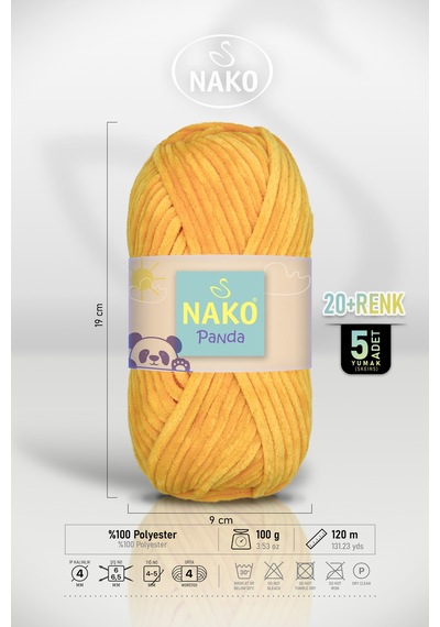 Panda - Koyu Sarı 3116 - 5'li Paket - 100gr/120m - Kadife El Örgü İpi - Amigurumi Punch İpi