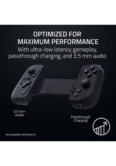 Kishi V2 Pro - Android İçin Mobil Oyun Kumandası Hypersense Dokunma Hissi, Uzatılabilir Orta Parça, Passthrough Şarj, Jak Çıkışı, Sanal Kontrol Modu Siyah