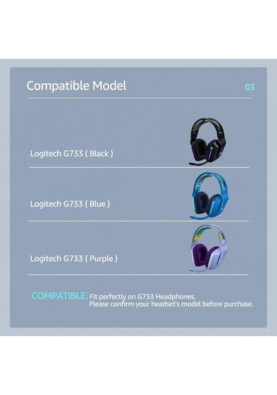Logitech G733 Oyun Kulaklığı İçin Kumaş Yedek Kulak Pedleri, Logitech G335 Kablosuz Kulaklık, Yumuşak Mesh Kumaş Ve İzolasyon Köpüğü İle Kulaklık Aksesuarları Siyah
