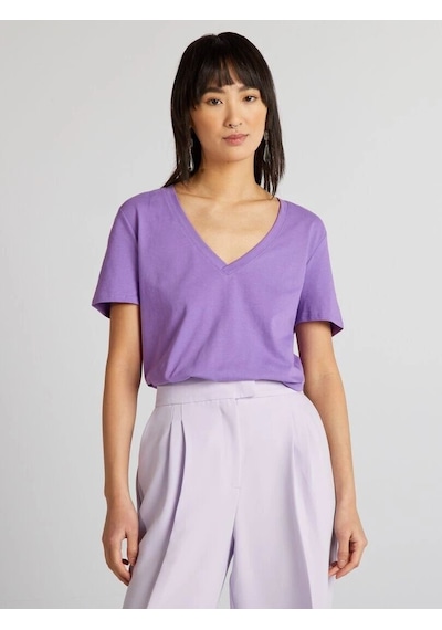 Superlife Kadın V Yaka Tshirt Spr24tsk45 Lila