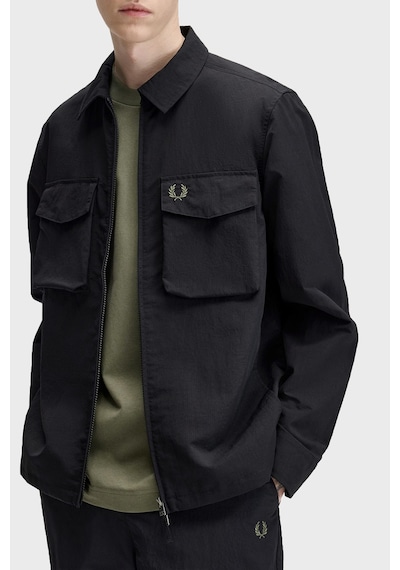 Fred Perry Regular Fit Çift Fermuarlı Klasik Yaka Gömlek Erkek Gömlek M2402 184 Siyah SİYAH