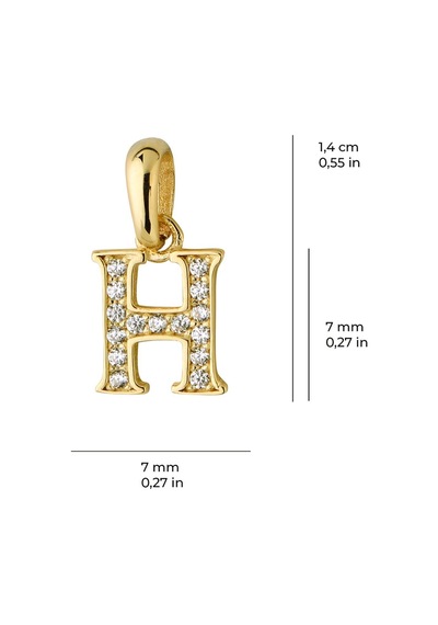 Goldkupe 14 Ayar Altın H Harfi Taşlı Kolye Ucu 0,50 Gr-6342 Altın