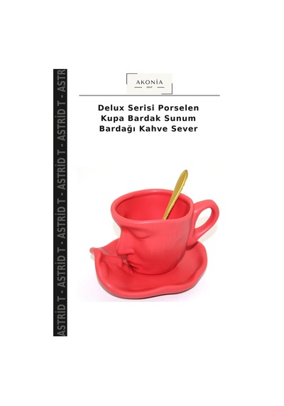 Delux Serisi Porselen Kupa Bardak Sunum Bardağı Kahve Sever Çok Renkli