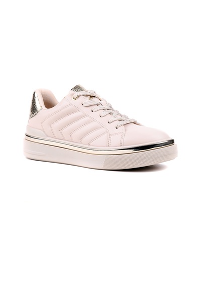 Stato Nova Kapitoneli Gümüş Detaylı Beyaz Kadın Sneaker Bej