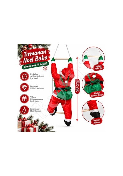 Yılbaşı Tırmanan Noel Baba 90 Cm Diğer