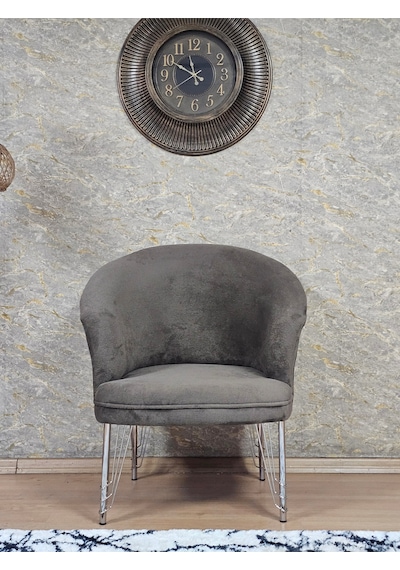 Zafir Tekli Teddy Krom Kaplama Telli Ayak Çay Seti Koltuk Tekli Berjer , Balkon, Salon, Ofis Kahverengi